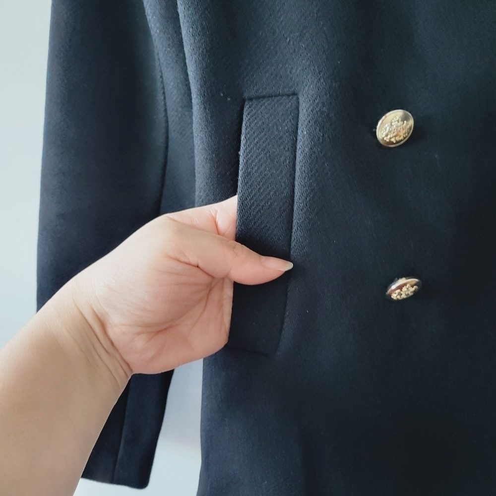 Zara Black Short Pea Coat - Picture 6 of 9